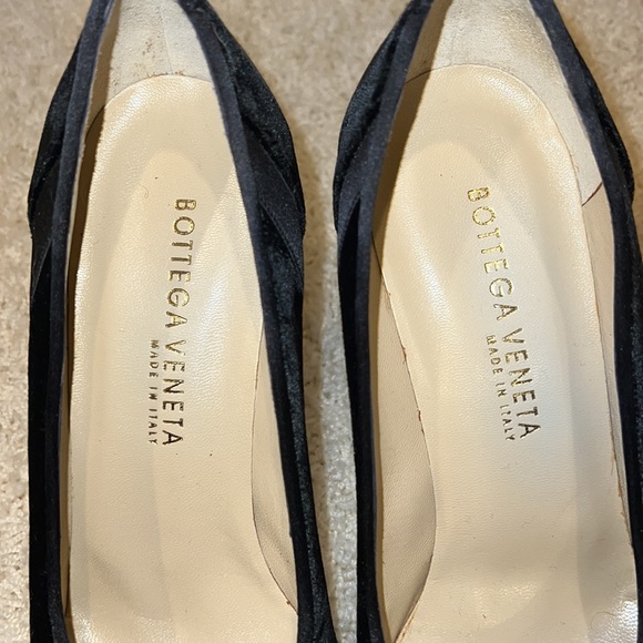 Bottega Veneta square toe satin and velvet high heel shoes. 91/2 made in Italy - Picture 9 of 14
